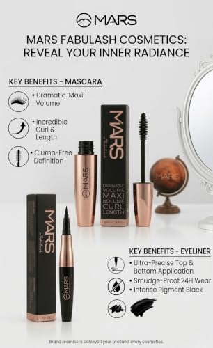 Image of Premium Eye Makeup | fabulous Mascara and Eyeliner Combo - Intense Black, Smudge-Proof & Waterproof Eye Makeup Set | Volumizing Mascara for Long Lashes & Precision Tip Liquid Eyeliner for Dramatic Look (2-in-1 Kit)