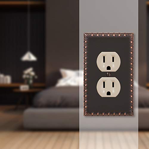 Amerelle Egg & Dart Single Duplex Cast Metal Wallplate In Aged Bronze #TOP2