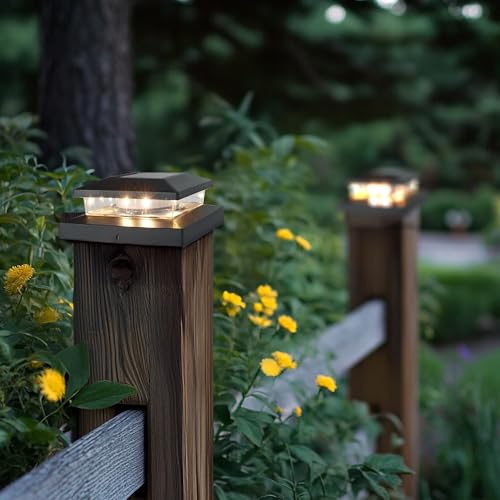 TW SHINE Solar Post Cap Lights Outdoor, 12 Pack Waterproof Solar Powered Deck Fence Post Lights, Warm White Post Light for Garden Patio Porch for 4x4, 5x5 or 6x6 Wooden Posts by TW SHINE - Image 7
