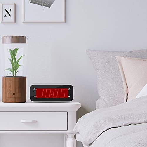 KWANWA Digital Alarm Clock,LED Time Display with Temperature, 12/24Hr, 3 Level Brightness, Snooze, Battery Powered, Small Portable Clock for Travel, Bedroom, Bedside, Desk, Office, Kids, Elderly,White