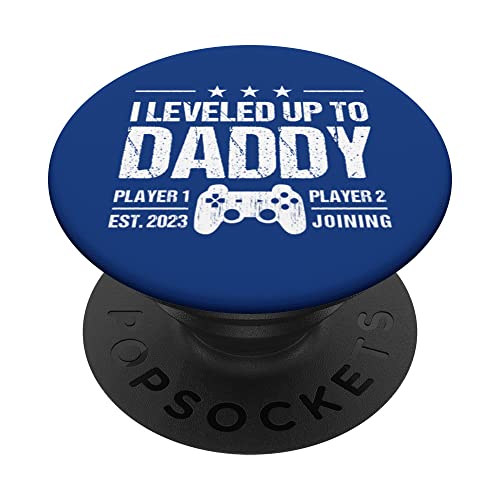 I Leveled Up To Daddy Est 2023 - Funny New Dad Gamer Vintage PopSockets PopGrip Intercambiable