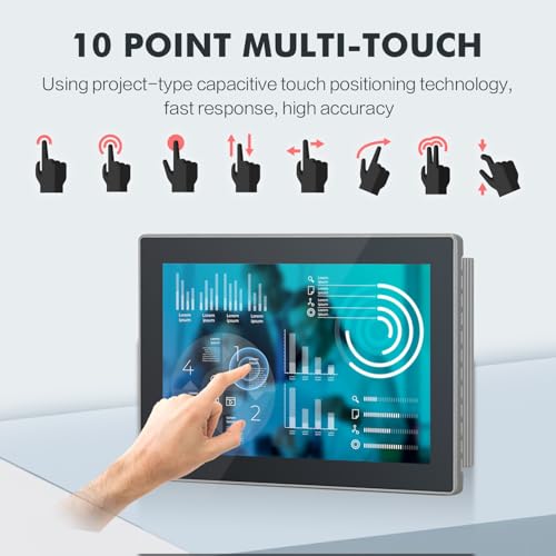 Image of 8 inch Industrial Touch Panel PC, Ratio 16:10 Multi-Touchscreen-Monitor,Wall Mounted Touch Screen Panel Computer,WiFi & Built-in Speakers,IP65 Front,Win 10 I5 RAM 4G+128G SSD
