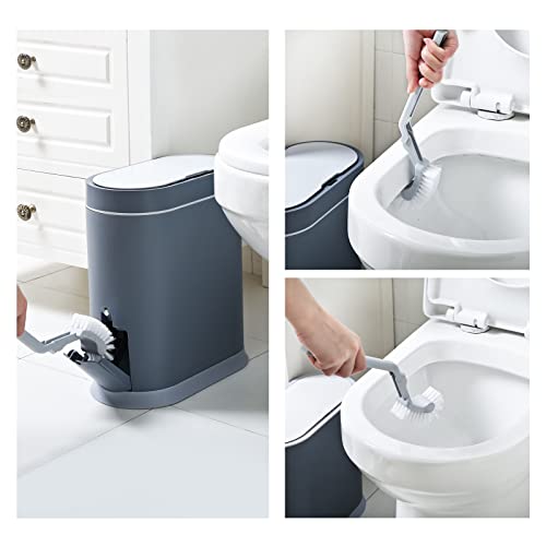 Image of ELPHECO Bathroom Trash Can with lid - 2.5 Gallon Waterproof Sensor Trash Bin, 10 Liter Motion Sensor Trash Can, Slim Garbage Bin Bathroom Decor (Grey, 2.5 Gallon with Toilet Brush)