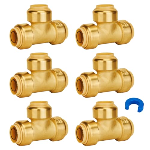 Image of SUNGATOR Tee Plumbing Pipe Connector, 3 /4-Inch Push Fit PEX Tee, 6-Pack