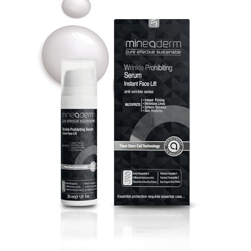 Mineaderm Serum przeciwzmarszczkowe z peptydami, 5-krotnym kwasem hialuronowym i witaminą E – ujędrniające i nawilżające serum przeciw starzeniu się skóry twarzy, szyi i dekoltu – 30 ml