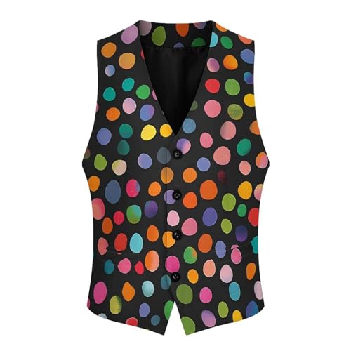 Colorful Dots Novelty Men's Suit Vest Casual Formal Dress Vests Business Waistcoat3