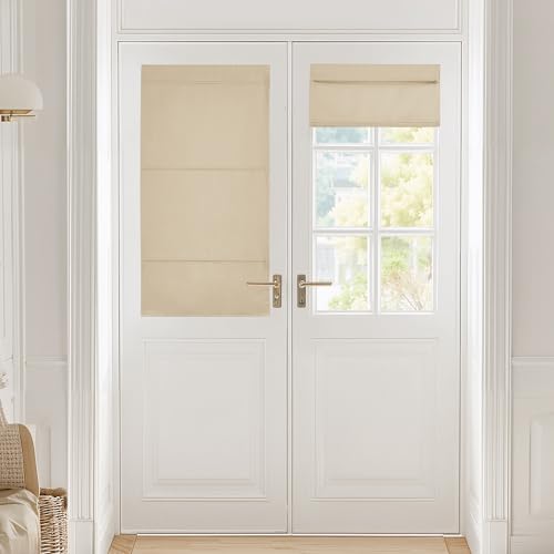 NICETOWN Roman Shades for Windows, Room Darkening French Door Shade, No Drill Short Curtains, Adjustable Roller Shade Window Blind for Office, 1 Panel