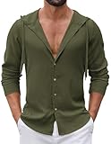 COOFANDY Men's UPF 50+ Sun Protection Hoodie Shirt Lightweight Quick Dry Fishing Hiking Beach Cover Up Army Green