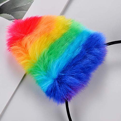 Ddazzling Furry Cat Ear Headband Fancy Dress Cosplay Party Supply Festival (Rainbow) #TOP2