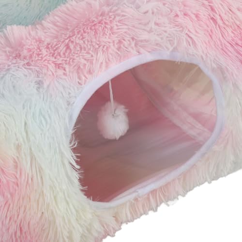 Cama de Túnel para Gato Soft Confortável Colorido Com Pingente de Bola para Playground Interno para