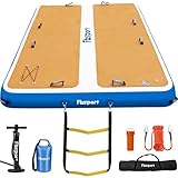 FBSPORT Inflatable Floating Dock, 10ft Inflatable Swim Platform Dock for Lake, Inflatable Water Floating Dock Mat with Non-Slip EVA Surface, Floating Island for Pool Beach Ocean 10x6.5x0.5ft, Blue