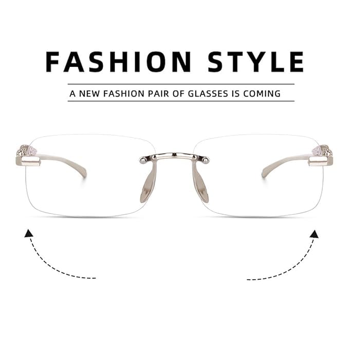 Image of MC RIMLESS GOLD BLACK SUNGLASSES,Rimpess Unisex Sunglasses Retro Luxury Metal Framless Rectangle Leaopard Arms