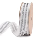 Color: Terciopelo blanco con franja de purpurina plateada y bordes de malla, diseño como muestra de imagen.