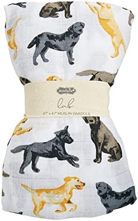 Mud Pie Labrador Retriever Print Muslin Baby Swaddle Blanket, 1 Piece