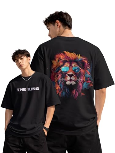 Image of fanideaz Mens Oversized Printed Half Sleeve Branded Cotton T-Shirt for Mens || Back Printed t Shirts for Men || Oversized t Shirts for Men