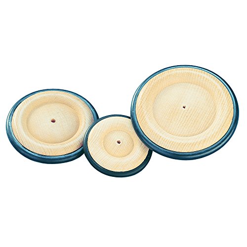 Rayher 6122400 Holzrad, Buche natur, unbehandelt, mit schwarzer Gummibereifung, 14 cm Ø, Bohrung 6 mm Ø, Holzräder mit Gummiring aus Kautschuk