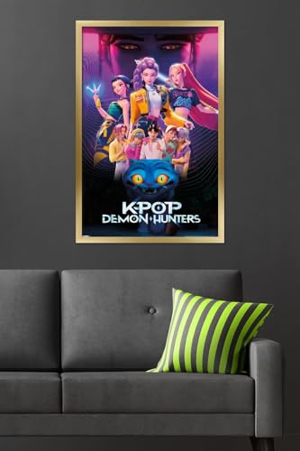 Image of Netflix KPop Demon Hunters (2025) - Group Wall Poster, 34L inch x 22.4W inch, Gold Framed Version