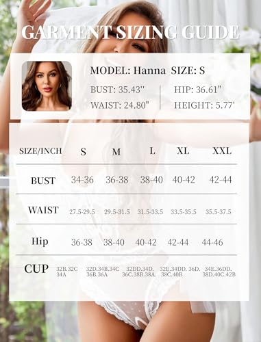 Image of Avidlove Women Sexy Lingerie Sheer Lace Bodysuit V Neck Teddy Lingerie One Piece Mini Babydoll