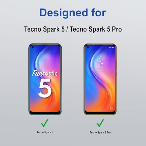 Image of ZAP CASE HD Plus Tempered Glass Screen Protector Compatible For Tecno Spark 5 (Black) Edge To Edge Coverage With Easy Installation Kit