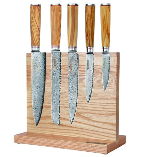 YOUSUNLONG 5pcs Kitchen Knife Set with Block