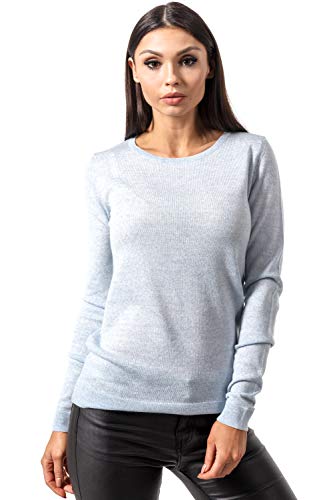 Women's Cashmere Soft Merino Wool Sweater Crew Neck Pullover Top