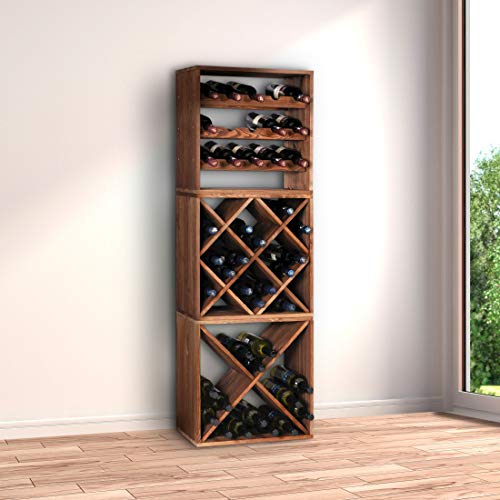 Sistema botellero/Cube 50, madera abeto, tobacco, apilable/ampliable – H 50 X B 50 x t 25 cm - imagen 3