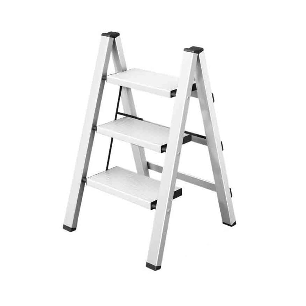 step ladder Telescopic thickened portable folding ladder 3/5 steps stairs aluminum alloy multifunctional small stool household for warehouse(Silver,Small)