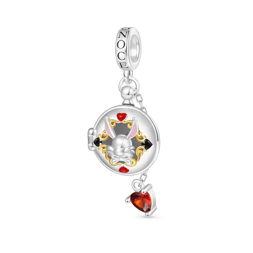 GNOCE Alicia Aventura en el País de las Maravillas Colgante Encanto Dangle, S925 Plata de Ley Charms Dangle para las Mujeres Niñas Esposa Hija, Día de San Valentín, Día de la Madre Joyas Rega