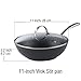 Cooks Standard Nonstick Stir-Fry Wok Pan 11-Inch, Hard Anodized Deep Frying Pan with Glass Lid, Flat Bottom, Black