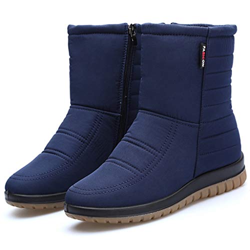 MIOKE Women's Winter Waterproof Rain Snow Ankle Booties Warm Fur Zipper Anti-slip Outdoor Snow Short Boots2