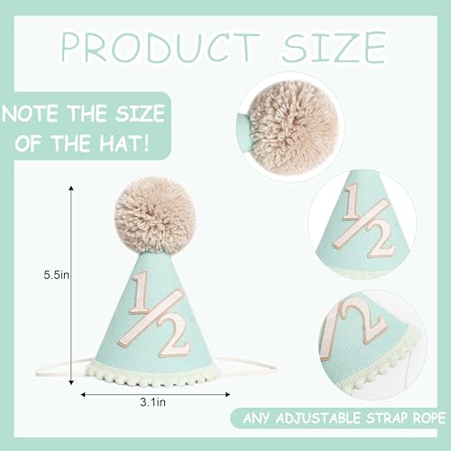 KOJIN 1/2 Birthday Hat For Baby - half/1/2 Birthday Decorations, Boho Half Birthday Crown, Cake Smash Photo Prop (Green) by KOJIN - Image 2