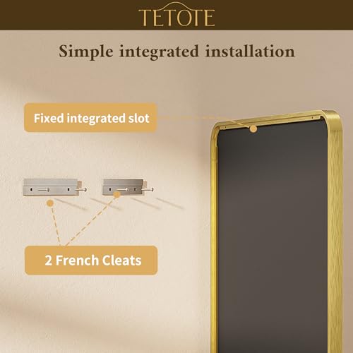 Image of TETOTE 24 x 30 Gold Bathroom Mirror Brushed Gold Metal Framed Vanity Mirror, Tempered Glass, Wall Mounted for Bathroom, Entryway, Bedroom, Living Room(Horizontal /Vertical)