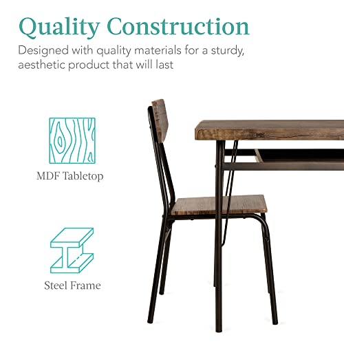 Best Choice Products 6-Piece 55In Modern Dining Set For Home, Kitchen, Dining Room W/Storage Racks, Rectangular Table, Bench, 4 Chairs, Steel Frame - Brown #TOP5