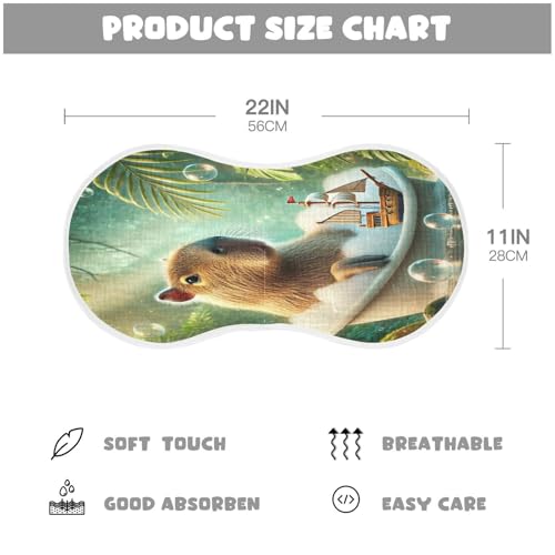 Capybara Bathtub Sailboat Baby Burp Cloths Muslin Soft Burp Cloth Rags Cotton Burp Clothes Absorbent for Boy Newborn Girl Unisex 1 Pack 22x11 Inches2
