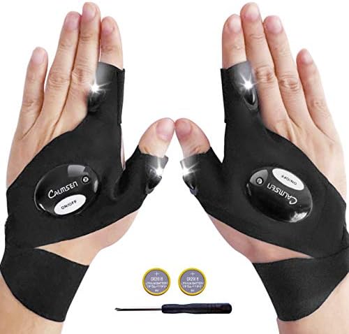CALMSEN Stocking Stuffers for Men，Christmas Gifts for Men, Gifts for Men Who Have Everything, LED Flashlights Gloves Cool Gadgets for Men, Unique Fishing Gloves, Repair and Activities in Dark Spaces