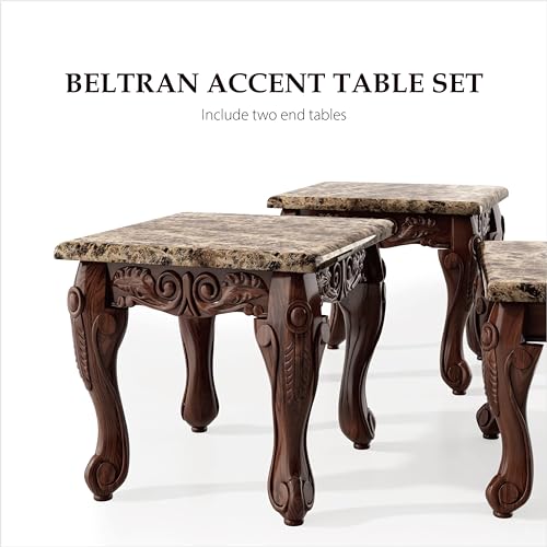 Furniture Of America IDF-4487-3PK Beltran 3-Piece Traditional Faux Marble Top Accent Tables Set thumb #5