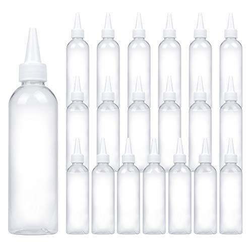 Trendbox 6.7oz/200ml Clear Plastic Bottles Applicator with Twist Top Cap BPA-Free For Hair Oils and Liquids - 20 Pack