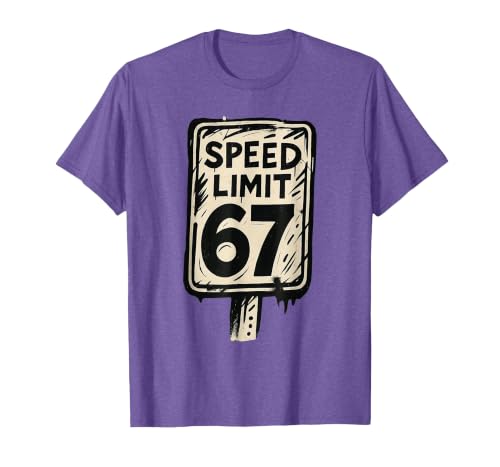 67 Speed Limit Sign Gen Alpha 67 Meme T-Shirt, Men, Purple Heather, XX-Large