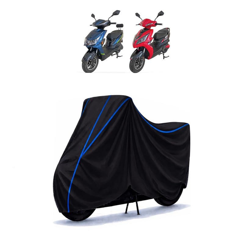 Image of Scooty Cover Water Resistant for EeVe Atreo EeVe Ahava | Universal Scooter & Bike Cover | Heavy Duty UV Dust, Rain & Scratch Protection Weather Indoor Outdoor | Black with Blue Piping