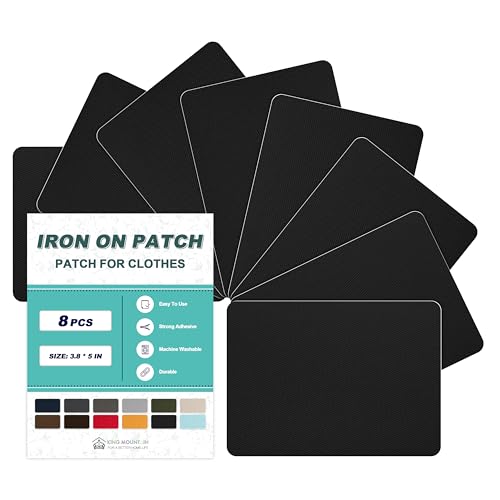 Iron on Patches for Clothes 8 Pieces Patches for Cloth 100% Cotton Fabric Patches for Clothing Bag Hat Repair Clothing Repair Decorating Kit 3.7 by 4.9 (9.5 cm x 12.5 cm Black)