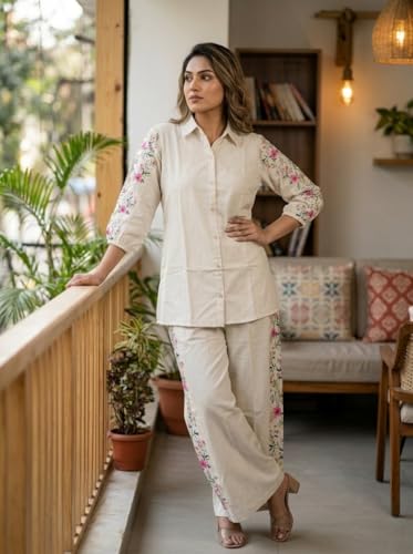 Image of Co Ord Set for Women Stylish Card Set Dress for Women Trendy Top with Plazo Pant Ladies Coord Outfit Modern Wear for Travel Office Casual Look Premium Two Piece Clothing Style