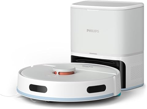 Philips Homerun Serie 2000: 2-in-1 Saug- und Wischroboter, 130 Minuten Laufzeit, Lasernavigation, Teppichboost, Absaugstation, App-gesteuert, Arktikweiß (XU2100/20)