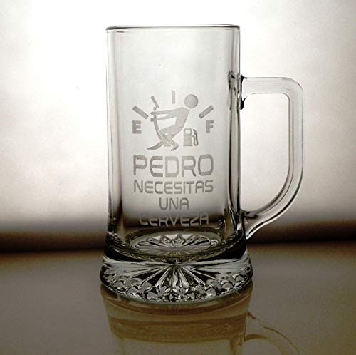 Arte-Deco Jarra DE Cerveza Stern GRABADA Y Personalizada con DISEÑO Nivel Cerveza para Hombre Y Mujer. UN Regalo Original Y Divertido para SORPRENDER A LA Persona Que VA DIRIGIDA Cover