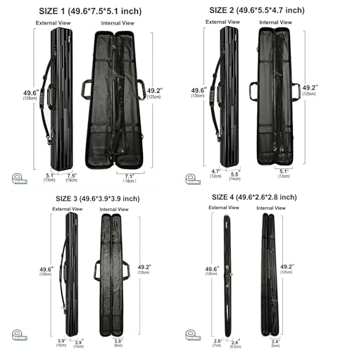 Cwanluu Hard Shell Fishing Rod Case, 50\" Protective Rod Tube (4-in-1 Set) for 7ft 2-Piece Rods, Crushproof & Water-Resistant Travel Carrier, Heavy-Duty Storage for Bass, Fly & Saltwater Fishing
