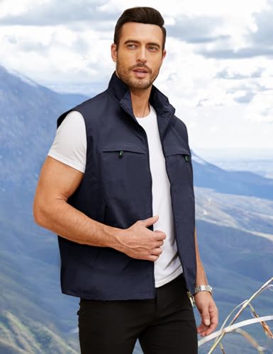 Image of Gihuo Mens Vest Casual Lightweight Vests Summer Sleeveless Jackets for Travel Hiking Fishing