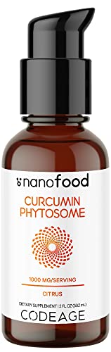 Codeage Liposomal Curcumin Phytosome Liquid Supplement, Turmeric Curcumin Vegan Liquid Drops, Plant-Based Curcuma Longa Dropper, Curcumina, Sunflower Phospholipid, Sugar-Free, Citrus Flavor, 2 Fl Oz #TOP3