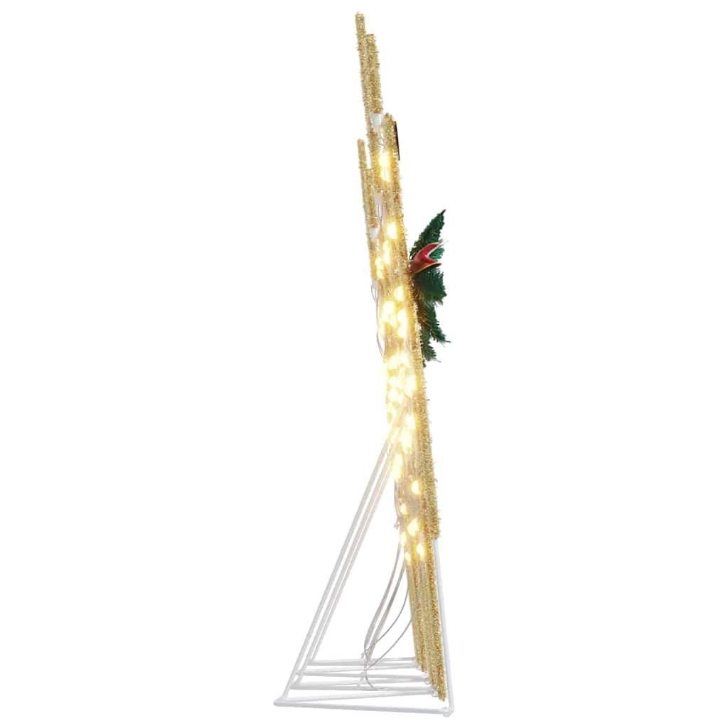 Renna a LED in tessuto dorato, 4 pezzi, decorazione natalizia con funzionamento USB, design art déco, adatta per interni ed esterni, 45 x 19 x 65 cm, illuminazione festiva per soggiorno e