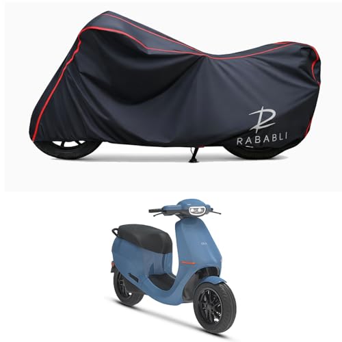 Image of Waterproof Bike Body Cover Compatible for | Ola S1 | Taffeta Fabric, Red Piping Design, Bottom Elastic Fit | Dustproof, Sun UV & Rain Protection for All Bikes