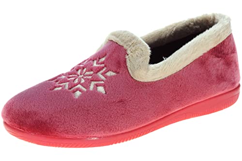 Calzados Romero. Zapatillas de Paño con Puntera de Terciopelo y Bordado. Comodidad con Estilo Elegante Fucsia Talla 40