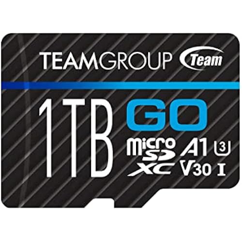 TEAMGROUP GO Card 1TB MicroSDXC UHS-I U3 V30 4K for Action Cameras & Drone High Speed Flash Memory Card with Adapter for Outdoor Sports&Vlog, 4K Shooting,GoPro&Insta360&DJI TGUSDX1TU303